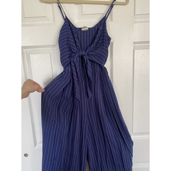 Flying Tomato Jumpsuit Womens Small Blue Nautical Lightweight Wide Leg Anthro - Picture 2 of 12